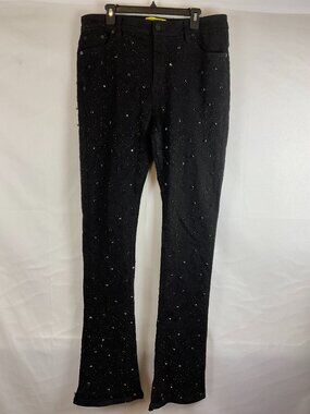 Guapi Premium Jeans 36 Black Beaded Rhinestone Slim-Straight Leg
